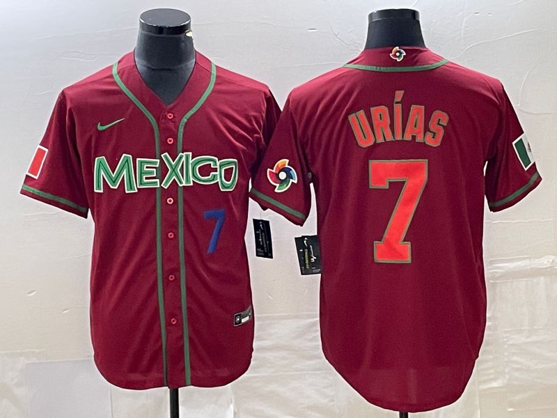 Men 2023 World Cub Mexico #7 Urias Red orange Nike MLB Jersey7->more jerseys->MLB Jersey